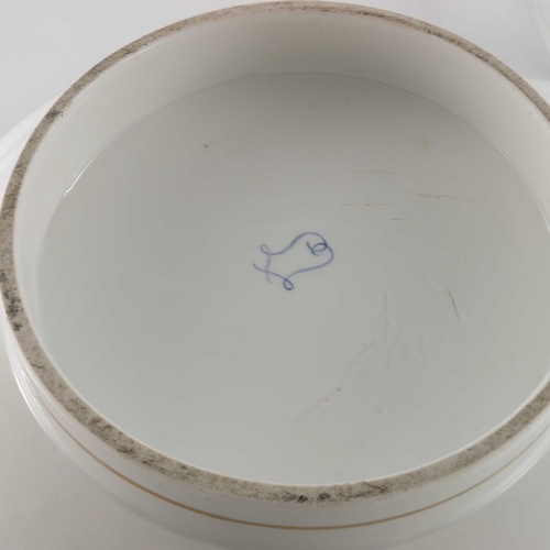 582 - A Paris porcelain punch bowl, in the Sevres style, painted with a diaper trellis pattern of rose hea... 