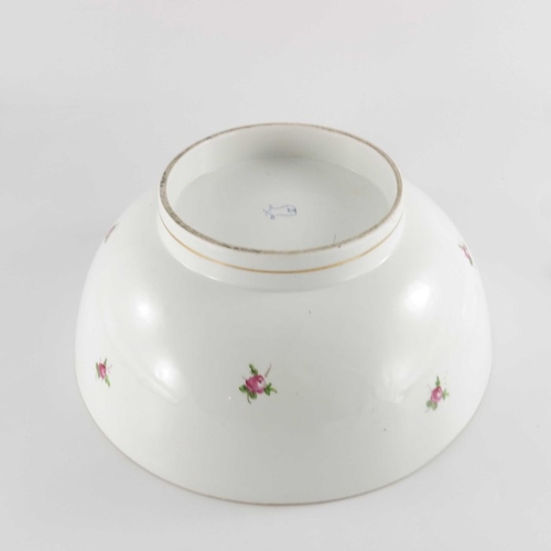 582 - A Paris porcelain punch bowl, in the Sevres style, painted with a diaper trellis pattern of rose hea... 