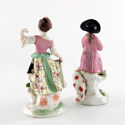 589 - A pair of Continental porcelain figures, in the Meissen style, shepherd and shepherdess, impressed a... 