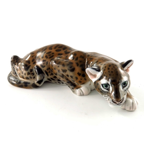 602 - A Rosenthal figure of a leopard, modelled crouching, impressed and printed marks, 697, 16cm long