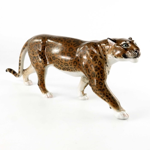 603 - M H Fritz for Rosenthal, a figure of a leopard, impressed and printed marks, 965, 41cm long