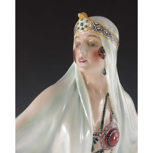 606 - Josef Lorenzl for Goldscheider, Aida figure, model 5281, designed circa 1923, incised signature to t... 