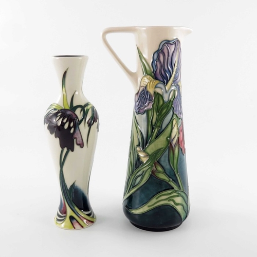 612 - Rachel Bishop for Moorcroft, Iris jug, circa 1990, tapered handled form, impressed and painted marks... 