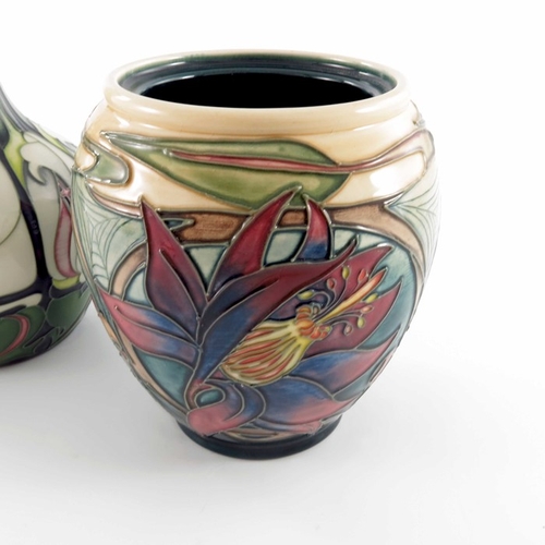 617 - Emma Bossons for Moorcroft, Lily come home vase, circa 2005, shouldered bottle form, impressed and p... 