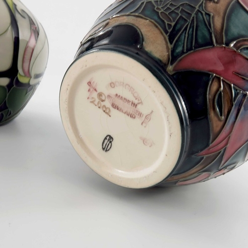 617 - Emma Bossons for Moorcroft, Lily come home vase, circa 2005, shouldered bottle form, impressed and p... 