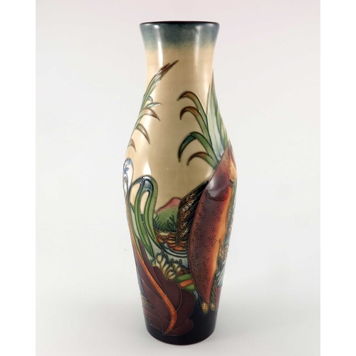 628 - Philip Gibson for Moorcroft, a Trout vase, 1998, slender shouldered and flared neck form, impressed ... 