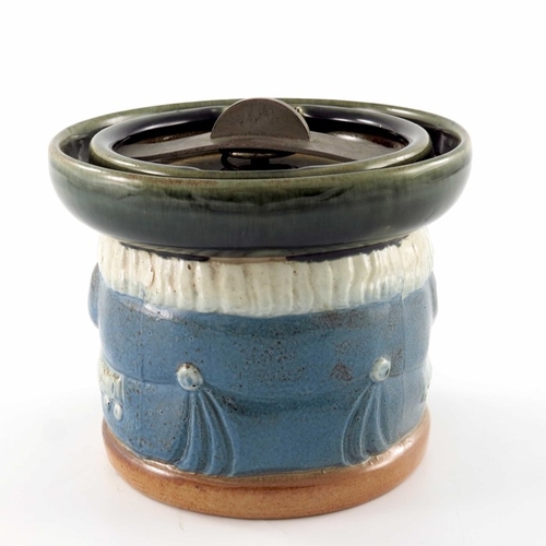 667 - Harry Simeon for Doulton Lambeth, a stoneware Toby tobacco jar, with patent spring lid, cream waistc... 