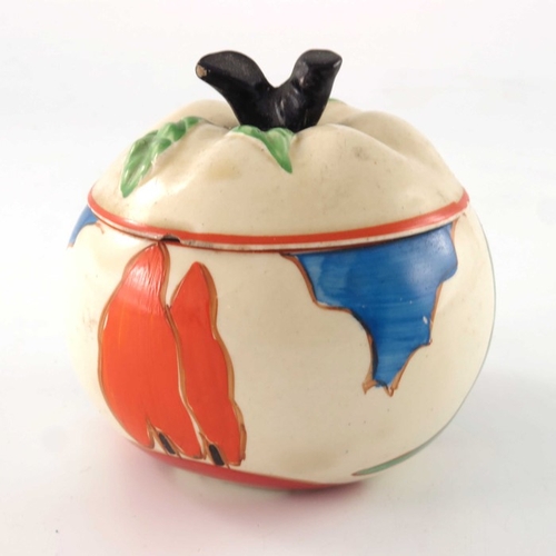 686 - Clarice Cliff for Newport Pottery, a Kew preserve pot, designed circa 1932, in the form of an apple,... 