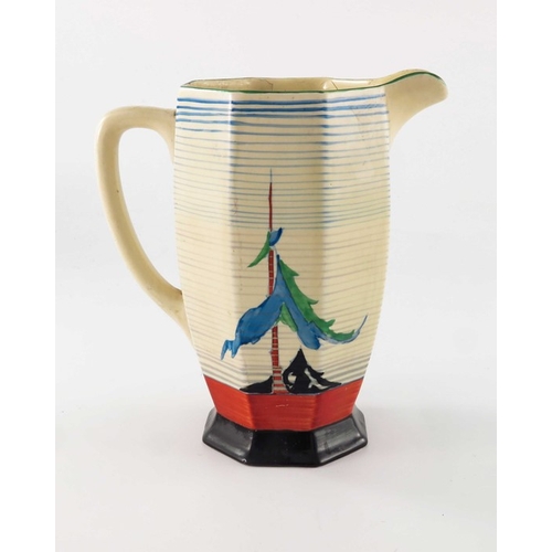 690 - Clarice Cliff for Wilkinson, a Pine Grove Athens jug, designed circa 1935, printed Bizarre marks, 20... 