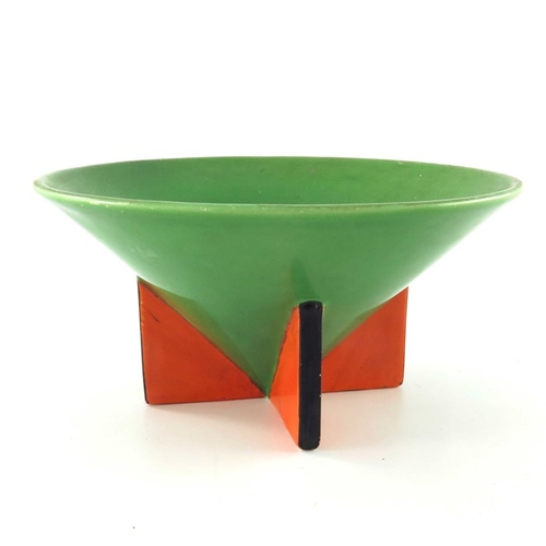 693 - Clarice Cliff for Newport Pottery, an Original Bizarre Conical bowl, designed circa 1929, green with... 