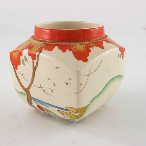 695 - Clarice Cliff for Wilkinson, a Taormina preserve pot, designed circa 1936, square section, shape 516... 