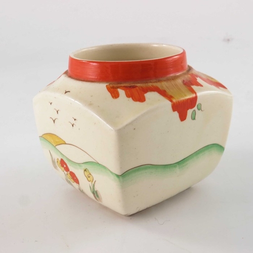 695 - Clarice Cliff for Wilkinson, a Taormina preserve pot, designed circa 1936, square section, shape 516... 