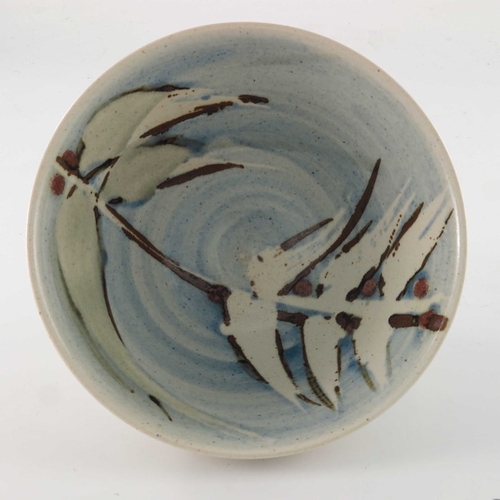 702 - David Lloyd Jones (1928-1994), a studio pottery bowl, ogee conical form, oatmeal glazed, the interio... 