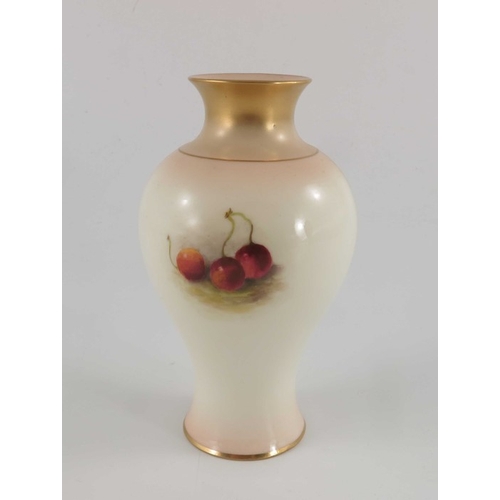 714 - W Ricketts, for Royal Worcester, a vase, circa 1926, painted with fallen fruit on a mossy bank, sign... 