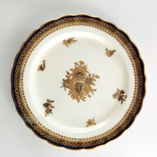 733 - Four Royal Worcester historical design plates and two dishes, early 20th century, painted and gilded... 