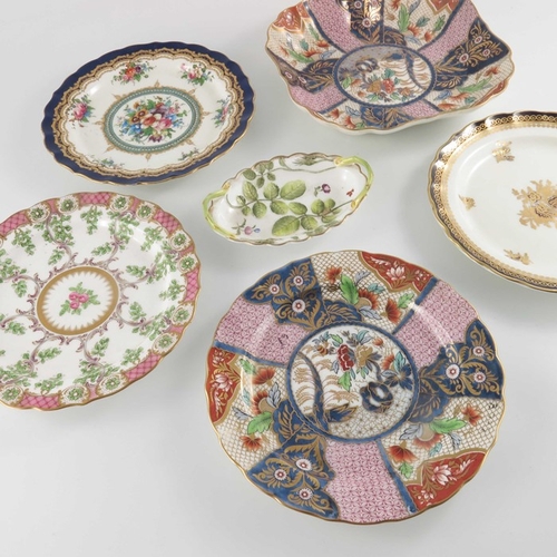 733 - Four Royal Worcester historical design plates and two dishes, early 20th century, painted and gilded... 