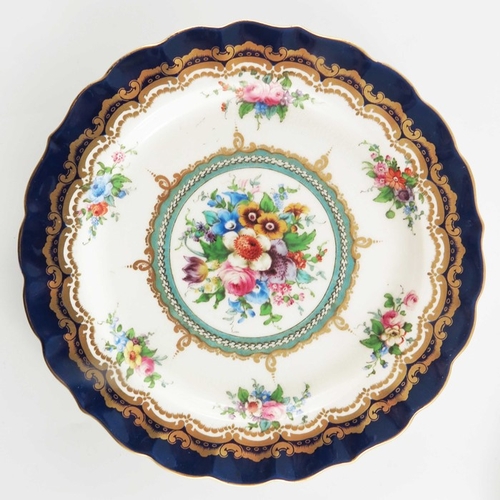 733 - Four Royal Worcester historical design plates and two dishes, early 20th century, painted and gilded... 