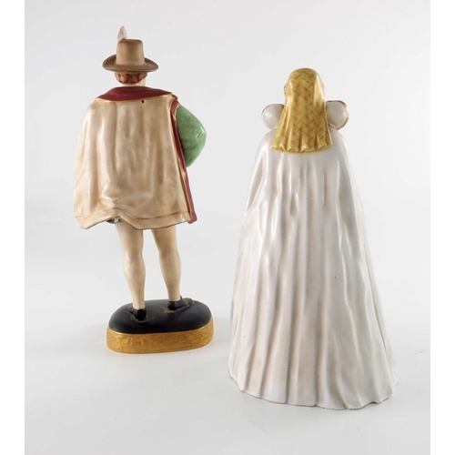 736 - Two Royal Worcester figures, Mary Queen of Scots and Sir Walter Raleigh, 27cm high (2)