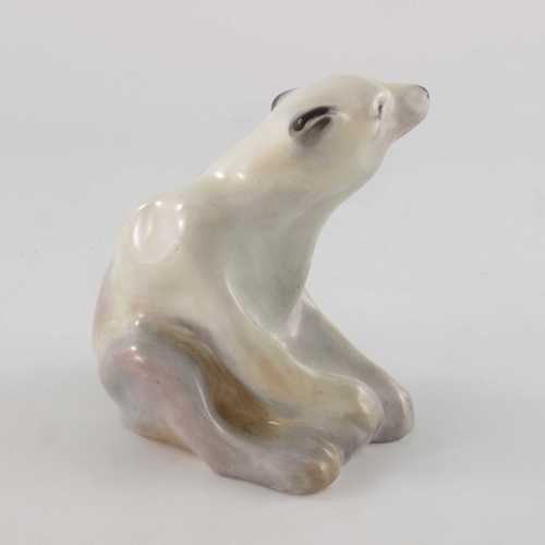 742 - Leslie Harradine for Royal Doulton, a Polar Bear figure, HN121, modelled sitting, printed Flambe mar... 