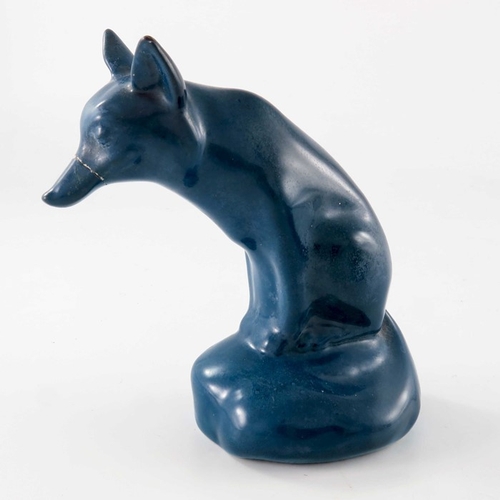 752 - Charles Noke for Royal Doulton, two fox figures, HN147C, in monochrome glazes, black and teal blue, ... 