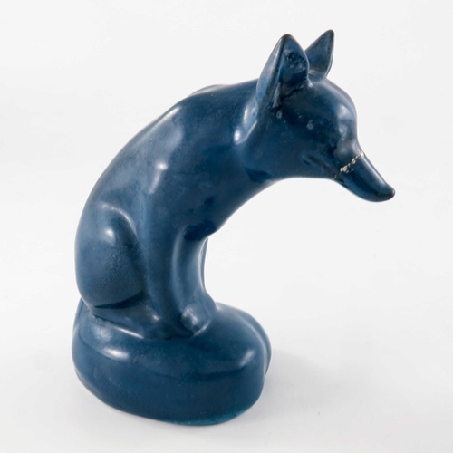 752 - Charles Noke for Royal Doulton, two fox figures, HN147C, in monochrome glazes, black and teal blue, ... 