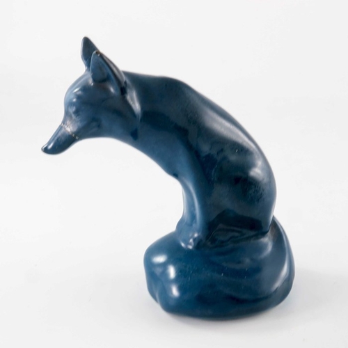 752 - Charles Noke for Royal Doulton, two fox figures, HN147C, in monochrome glazes, black and teal blue, ... 