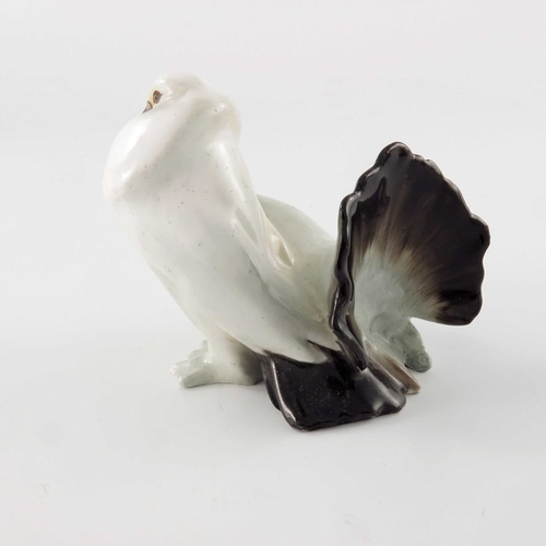 756 - Two Royal Doulton figures, Fan Tail Pigeons HN122 and seated cockerel, printed marks, 10cm high (2)