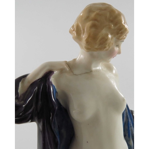 759 - Leslie Harradine for Royal Doulton, The Bather figure, HN687, circa 1930s, painted marks, 20cm high