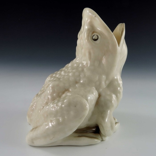 761 - A Belleek novelty spill vase, modelled as a toad, second period mark, 12cm high