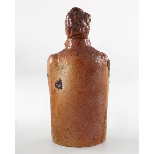 795 - A salt glazed stoneware Reform flask, modelled as William IV, impressed William IV the Reform Cordia... 