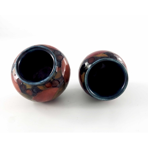 637 - William Moorcroft, two small Pomegranate vases, circa 1918, ovoid and inverse baluster form, impress... 