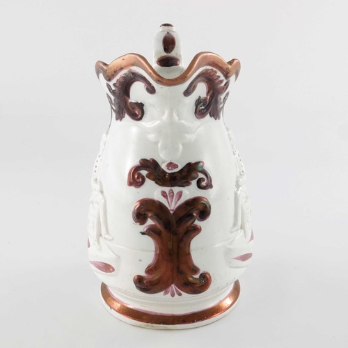 801 - A Victorian relief moulded lustre commemorative jug for the Duke of Wellington, circa 1840, conical ... 