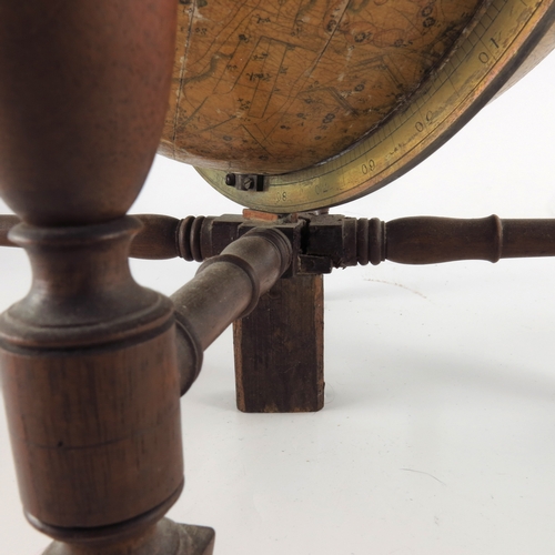 467 - A George III celestial twelve inch globe, by William Bardin, 1800, on mahogany desk stand with brass... 