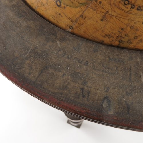 467 - A George III celestial twelve inch globe, by William Bardin, 1800, on mahogany desk stand with brass... 