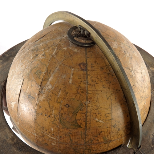 467 - A George III celestial twelve inch globe, by William Bardin, 1800, on mahogany desk stand with brass... 