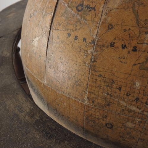 467 - A George III celestial twelve inch globe, by William Bardin, 1800, on mahogany desk stand with brass... 