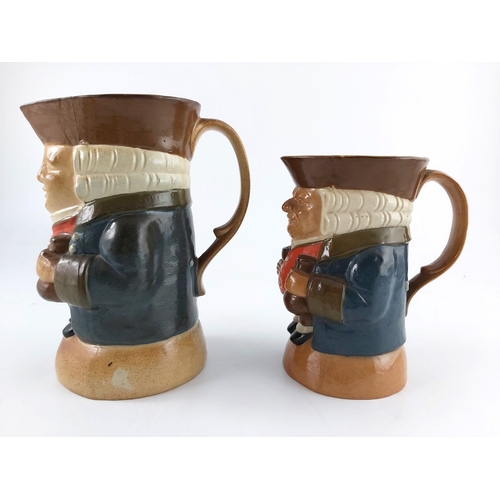 663 - Harry Simeon for Doulton Lambeth, two graduated stoneware Toby jugs, modelled with bottle and wine g... 