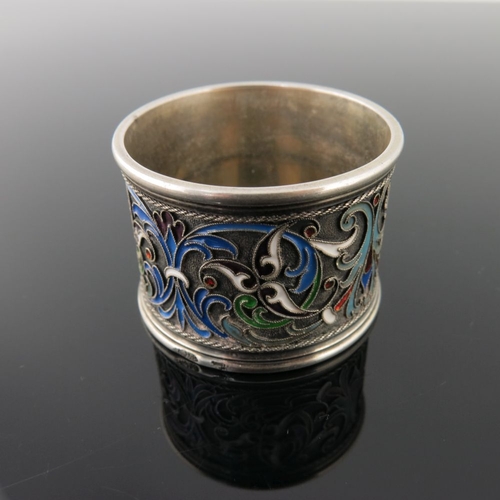 16 - A Russian silver gilt cloisonne enamel beaker, initialled B.C.X.B, stamped .916 and workmaster's ini... 