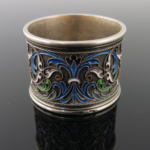 16 - A Russian silver gilt cloisonne enamel beaker, initialled B.C.X.B, stamped .916 and workmaster's ini... 