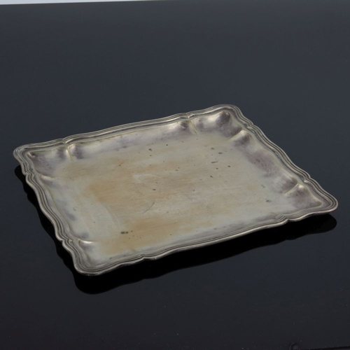 29 - A Continental silver tray, 19th century, rectangular, ogee fluted border, 29cm x 26cm, 18.39ozt