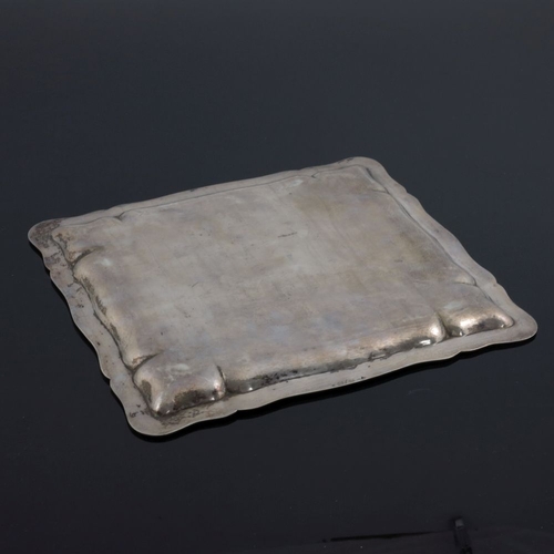 29 - A Continental silver tray, 19th century, rectangular, ogee fluted border, 29cm x 26cm, 18.39ozt