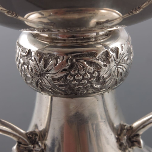 56 - A George VI Irish silver three handled chalice of tyg cup, West and Son, Dublin 1951, pedestal chali... 