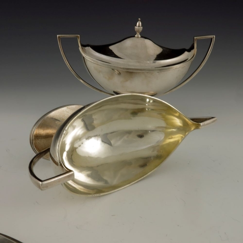 69 - A pair of George III silver sauce tureens and covers, Henry Chawner and John Emes, London 1797, twin... 