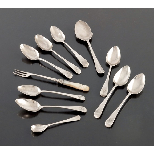 70 - A collection of George III and later silver teaspoons and condiment spoons, various dates and marker... 