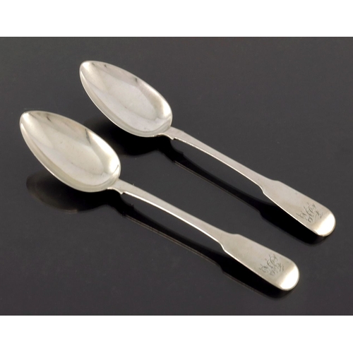 71 - A pair of George III silver tablespoons, William Seaman, London 1817, Fiddle pattern, 23cm long, 4.4... 