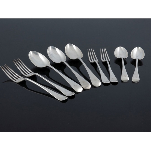 75 - A part canteen of Edwardian silver flatware, James Dixon and Son, Sheffield 1902, Old English patter... 