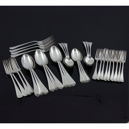 75 - A part canteen of Edwardian silver flatware, James Dixon and Son, Sheffield 1902, Old English patter... 