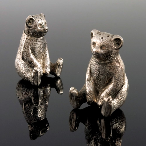 86 - A pair of Edwardian novelty silver salt and pepper pots, Gourdel Vales and Co., Birmingham 1909, mod... 