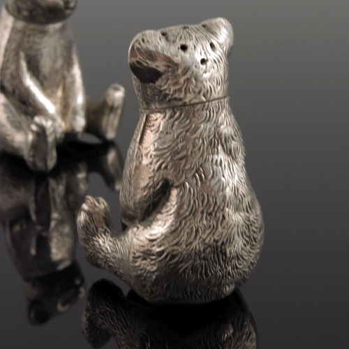 86 - A pair of Edwardian novelty silver salt and pepper pots, Gourdel Vales and Co., Birmingham 1909, mod... 