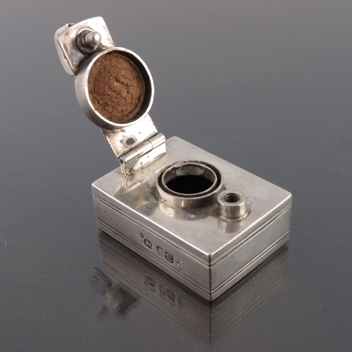 87 - A George III silver travelling inkwell, Henry Tippen, London 1818, cuboid form with incised double l... 